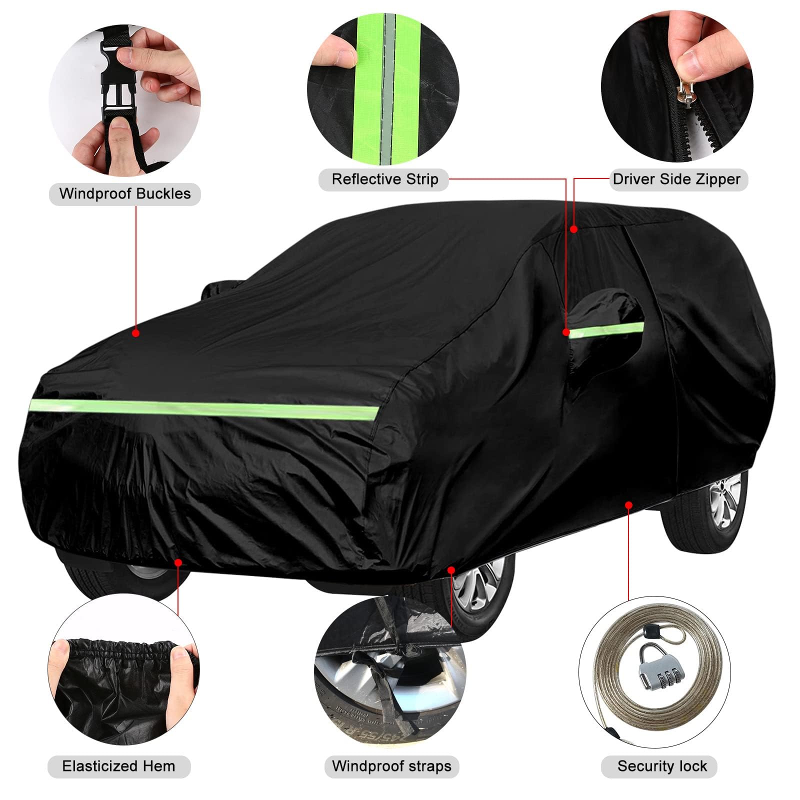 Waterproof Car Cover Replace for BMW 7 Series 2010-2025 210T All Weather Black Car Covers with Inner Cotton — view 2