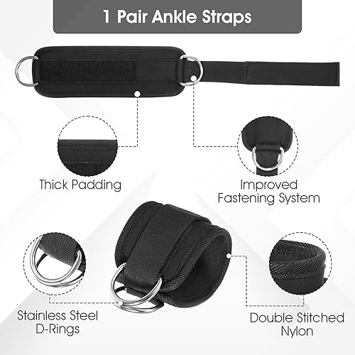 Miniatura 3 de 2 correas de levantamiento de tobillos acolchadas para máquinas de cable para mujeres, muñequeras resistentes al tobillo, bandas cómodas y