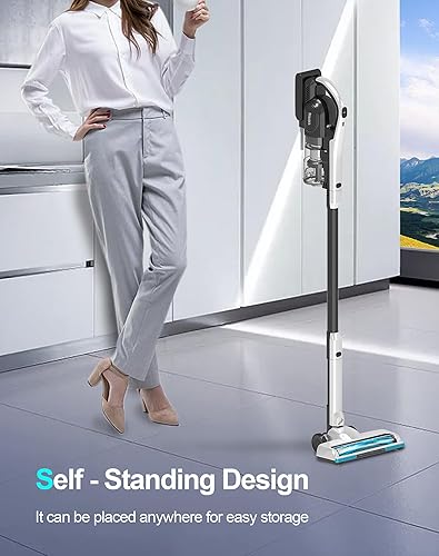 Miniatura 4 de Cordless Vacuum Cleaner, 25Kpa Powerful Suction Ultra-Lightweight Stick Vacuum, Self-Standing, Anti-Tangle, Fast Charging Vacuum Cleaner for Home