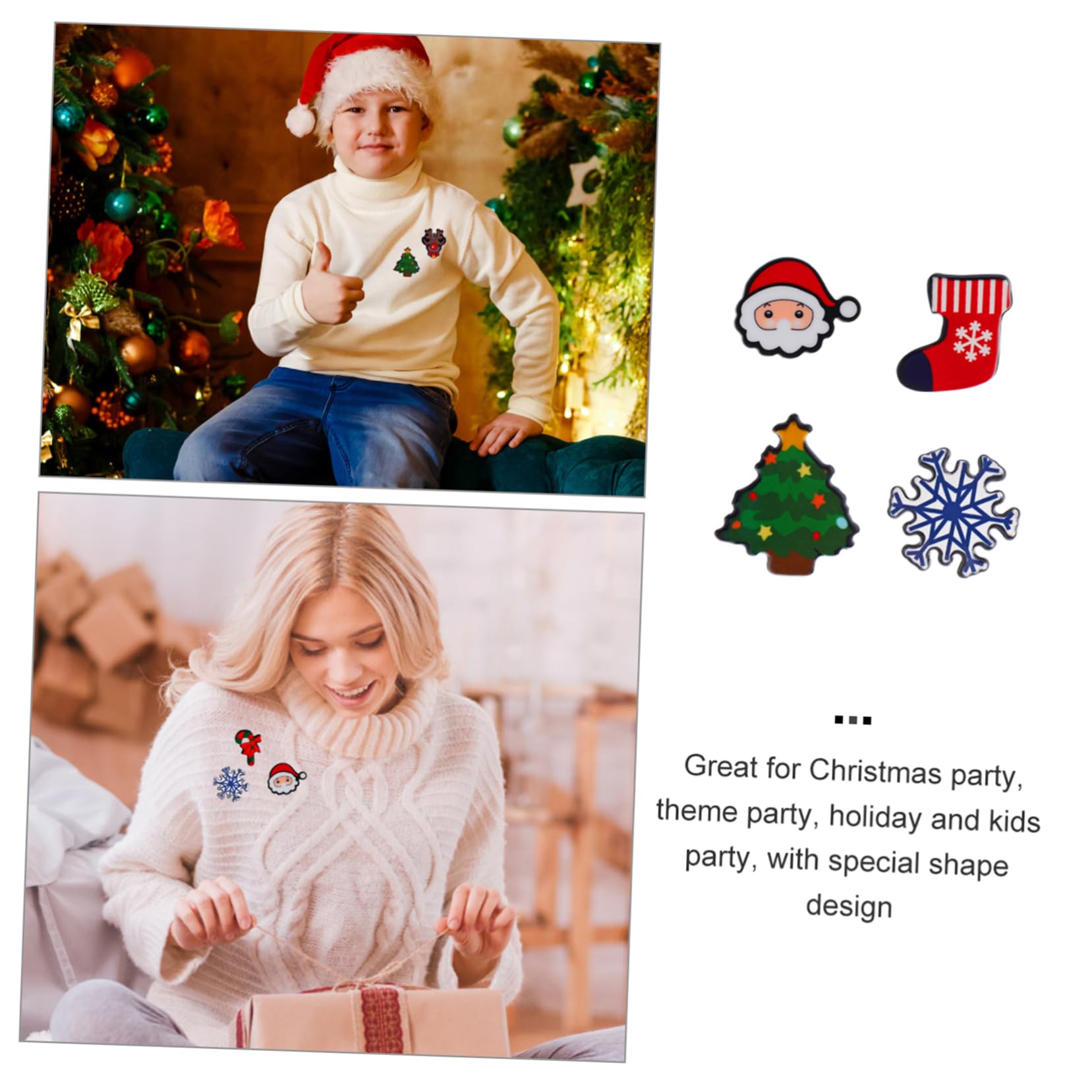 8 Broches Navideños de Tela Divertidos Dibujos Animados para Ambientación de Fiestas de Navidad y Accesorios Temáticos Varios estilos
