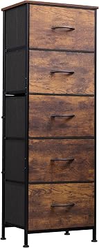 WLIVE Tall Dresser for Bedroom, 5 Drawer Dresser, Rustic Brown