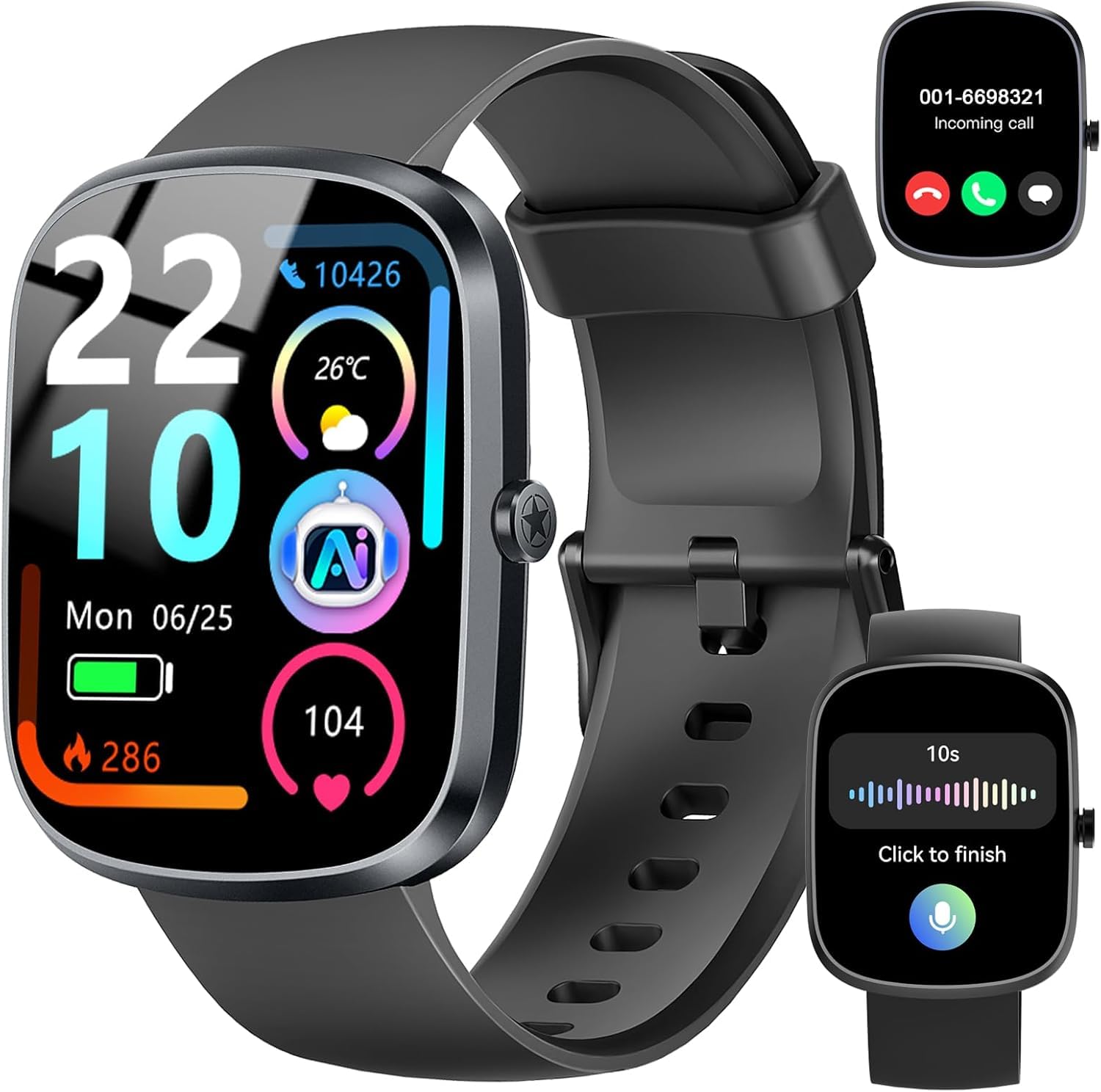 IA Montre Connectée Homme Femme avec ChatGPT, 1.91''Smartwatch avec Appel Bluetooth, Etanche IP68 Montre Sport Podometre Cardiofrequencemetre Sommeil, 120+Sportifs Montre Intelligente pour Android iOS
