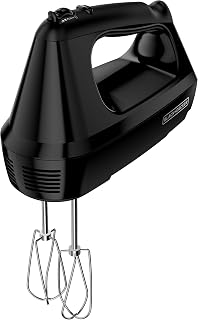 BLACK+DECKER 6-Speed Hand Mixer with Turbo Boost, 5 Attachments & Storage Case - 250W Power, Black MX3200B