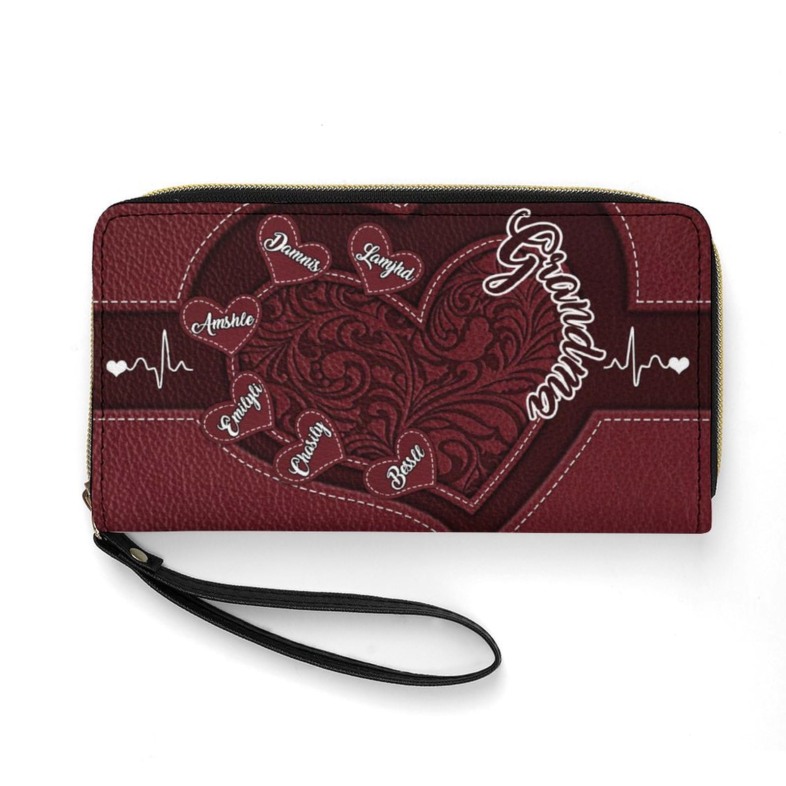 Acntrhm Personalized Leather Long Wallet with Name - Custom Grandma Name Wallet Birthday, Loving Gift For Grandmother, Mother, Mom - Grandma's Little