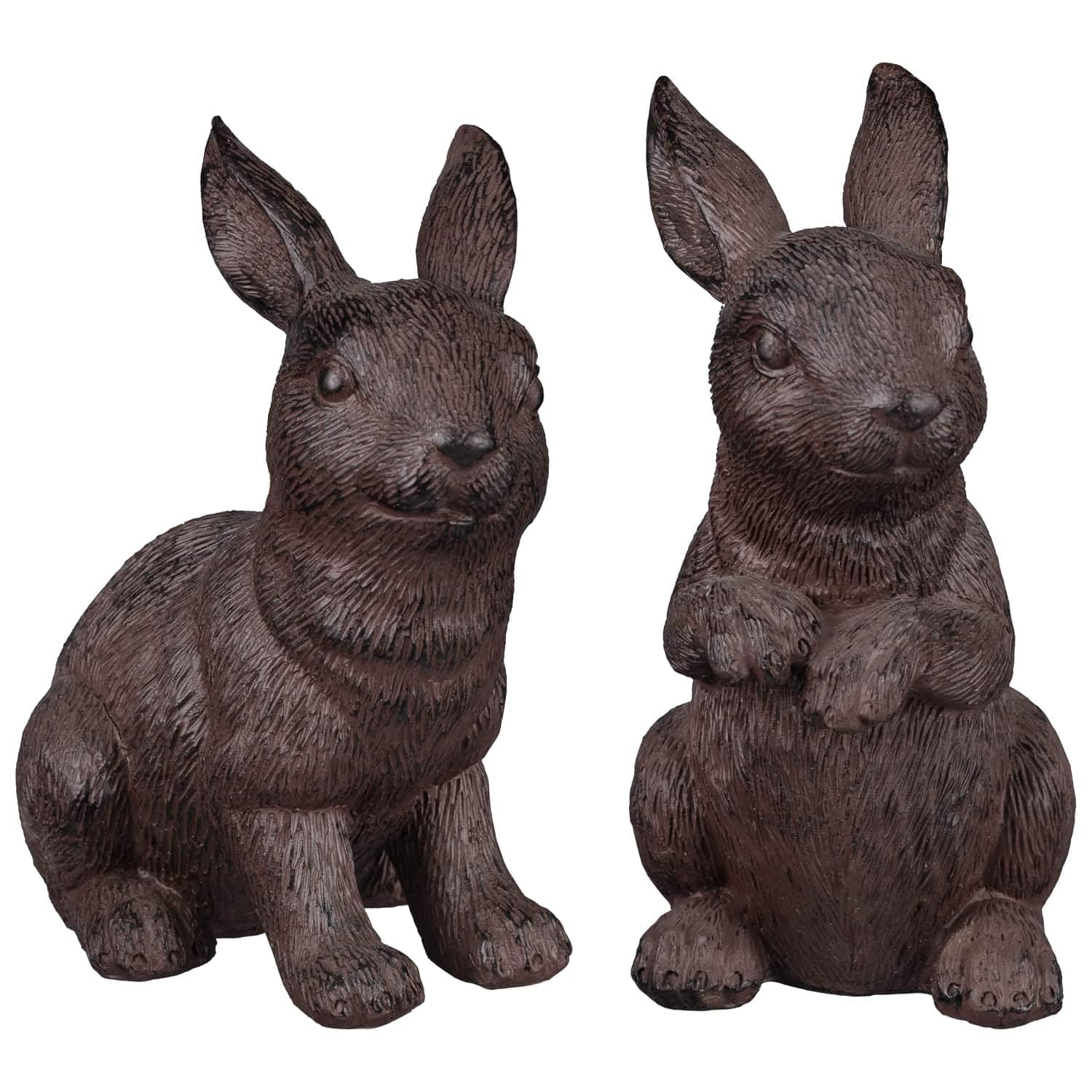 New Sweet Garden Rabbit Ornaments 2pk - Cast Iron Effect Beautiful Garden Decor