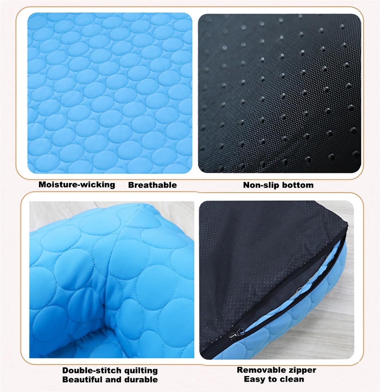 Tapis Rafraîchissant Chien Soie Glacée - Coussin Déhoussable Lavable - Panier Grande Taille pour Chiens/Chats - Idéal Petits/Moyens Animaux(74 x 74 cm)