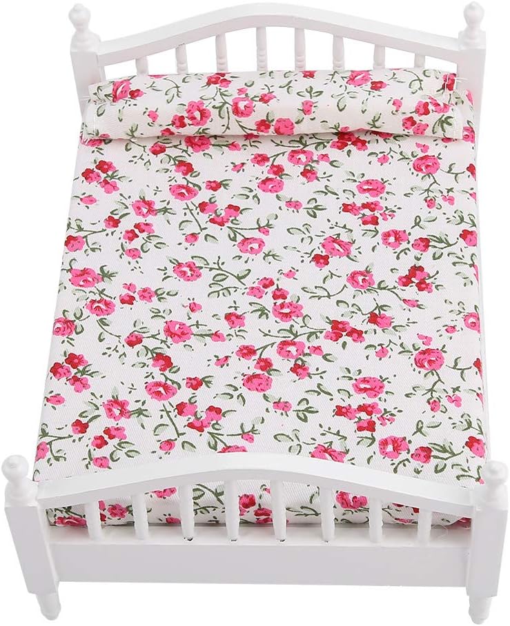 Keenso 1:12 Dollhouse Bed, Mini Bed, Doll Bed for Dollhouse Accessories - Image 4