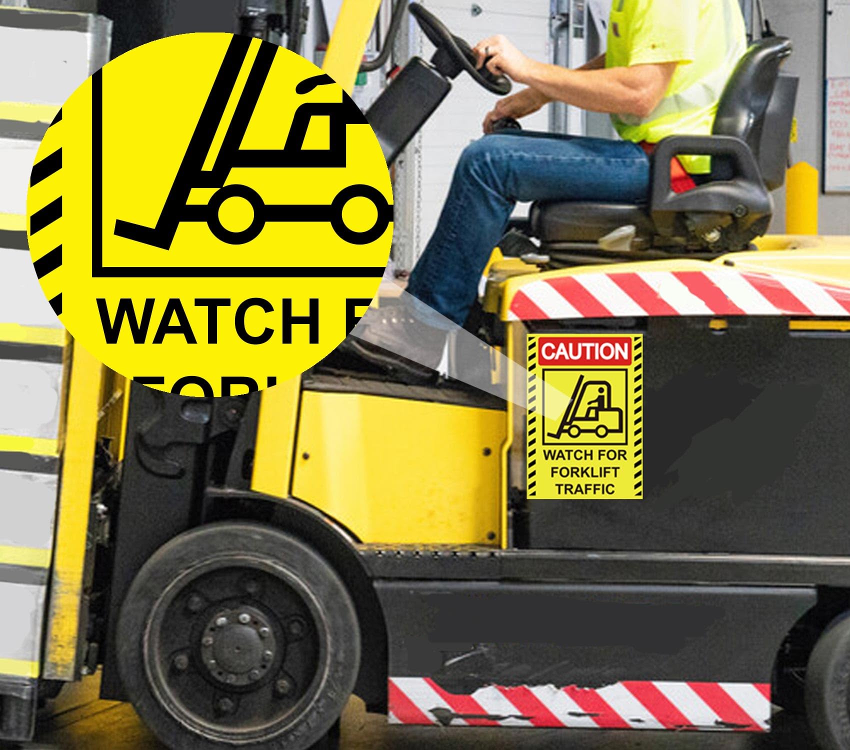 Pop Resin Caution Watch for Forklift Traffic Sign Stickers 7 x 10 Inch - Caution Look Out for Forklifts Decals 4 Pack - Image 4