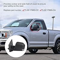 Vista 6 de JDMSPEED Espejo retrovisor lateral izquierdo eléctrico con calefacción, señal LED texturizada, negro, izquierdo, LH, compatible con Ford F150