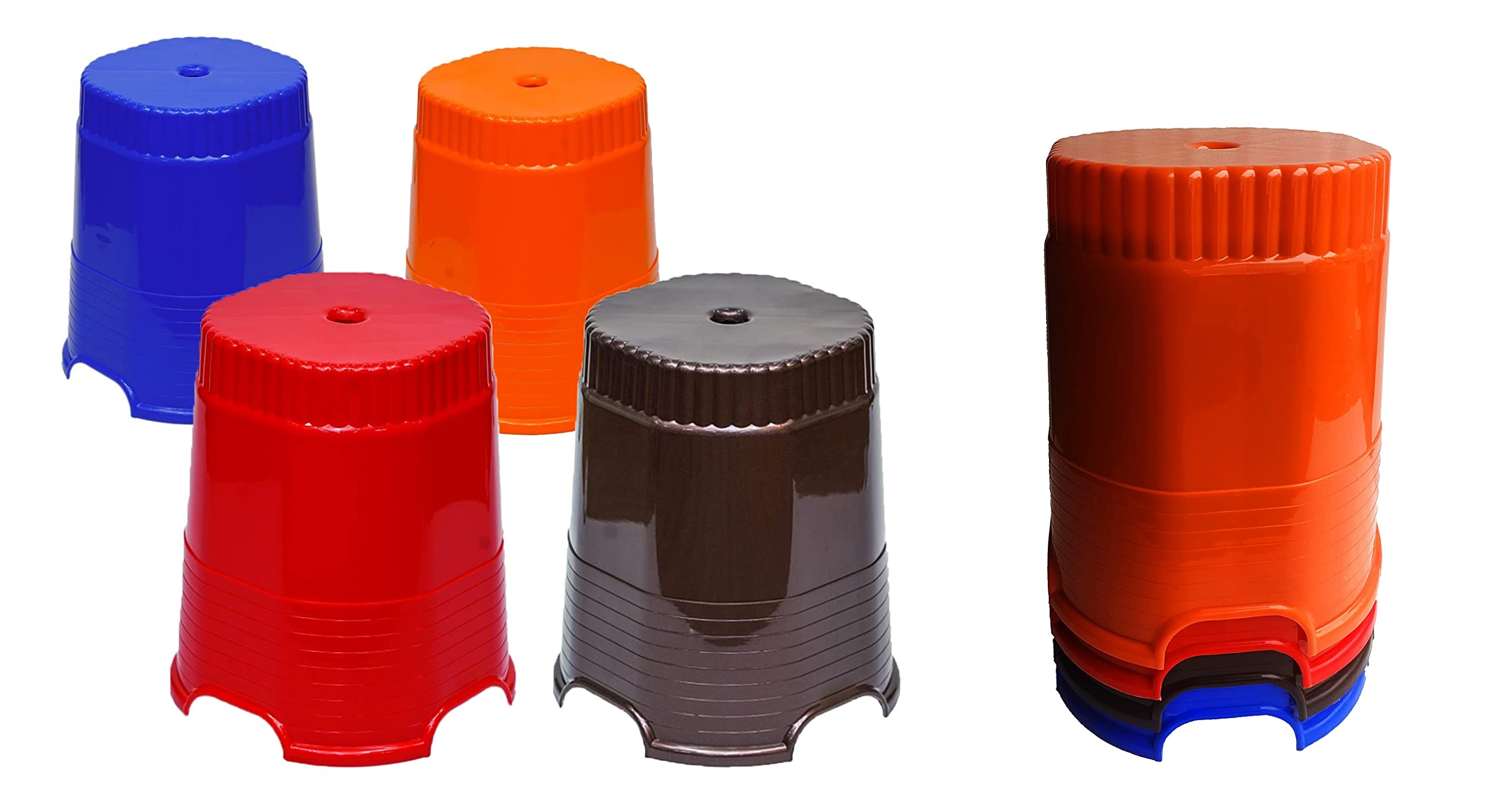 RW REST WELL Plastic Multi Purpose Stool for Sitting, Bathroom, Office, Kitchen, Living Room, Bathing (Cube Set of 4 Pc, Multicolor)