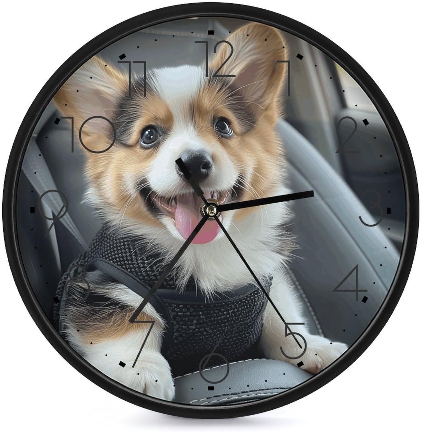 Wearing A Black Vest Round Wall Clock Silent Clock 10 Inch