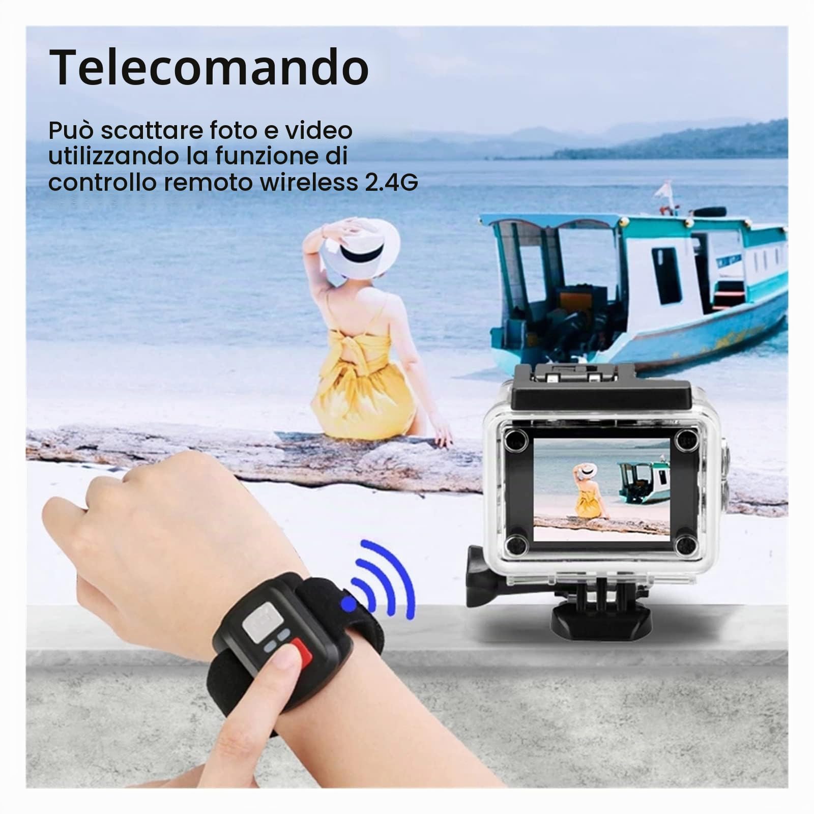 Action Camera, Action Camera Ultra HD 4K/30fps 2.0 pollici 170D subacqueo impermeabile Videoregistratore Telecamere Sport Cam(Noir)