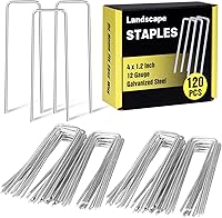 Vista 15 de HongWay Paquete de 240 grapas de paisaje de 15 cm, estacas de jardín galvanizadas para carpas, estacas resistentes calibre 11, alfileres de tela