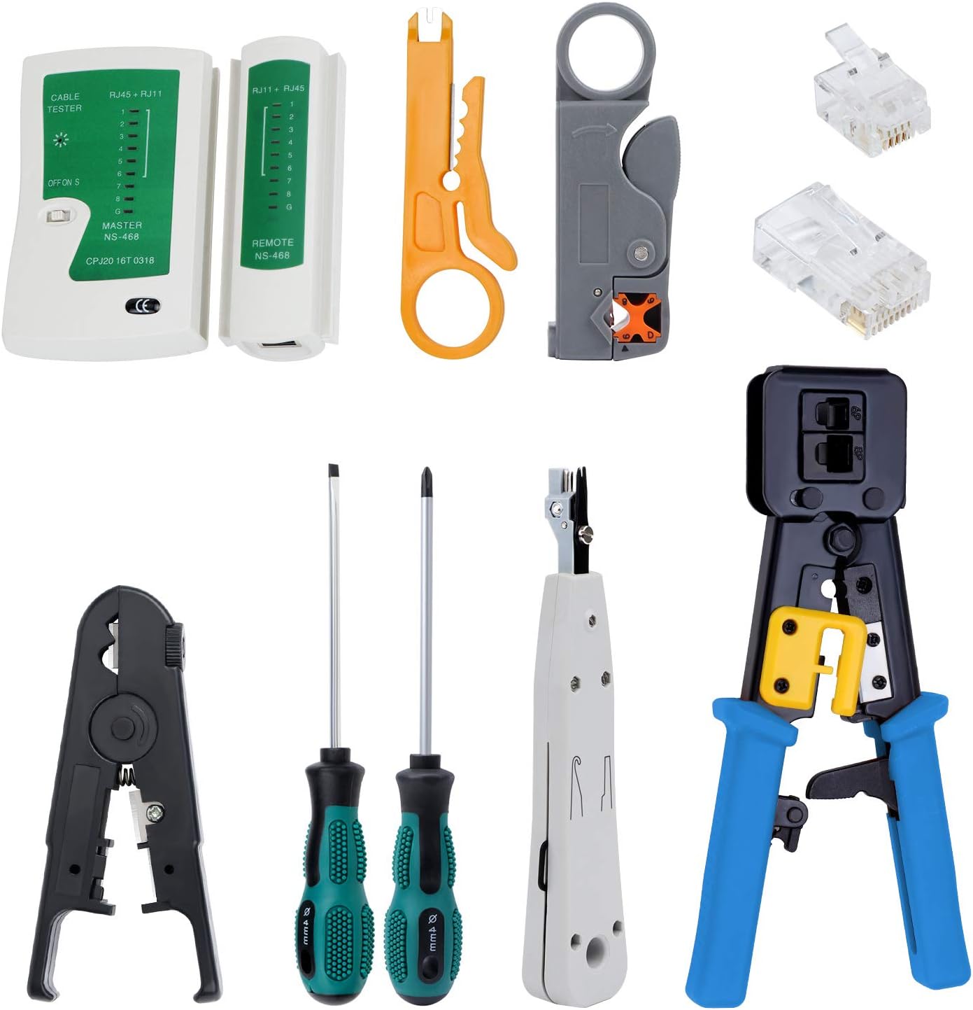 HSEAMALL Kit d'outils réseau à sertir RJ45, testeur de câble réseau ...
