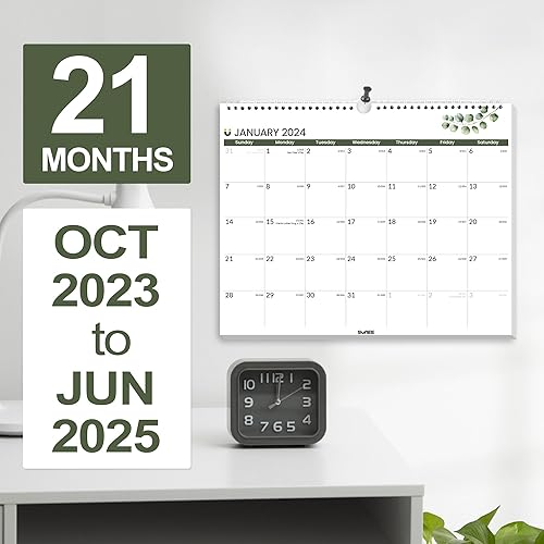 Miniatura 2 de SUNEE Calendario 2024-21 meses (vegetación), ahora hasta junio de 2025, 14.5 x 11.5 pulgadas, calendario de pared y escritorio para colgar