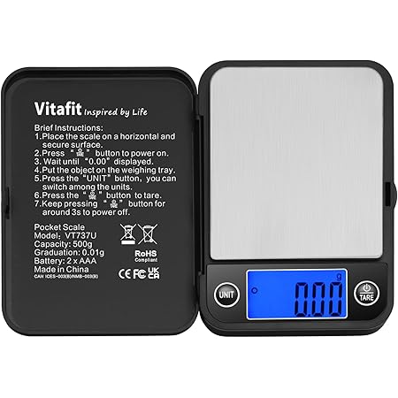 Vitafit 500g Digital Pocket Scale,Weighing Professional Since 2001, 0.01g High Accuracy Grams Scale for Multifunction: Lab,Food Kitchen,Coffee,Jewelry; Black