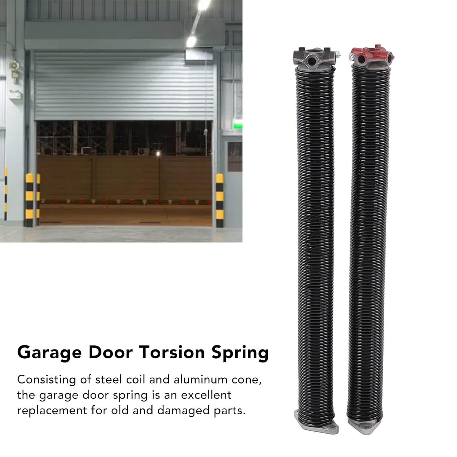 Garage Door Torsion Springs, Pair of 2, Steel and Aluminum, Replacement Spring Coil and Cone, 218x2x23, with 2 Gloves
