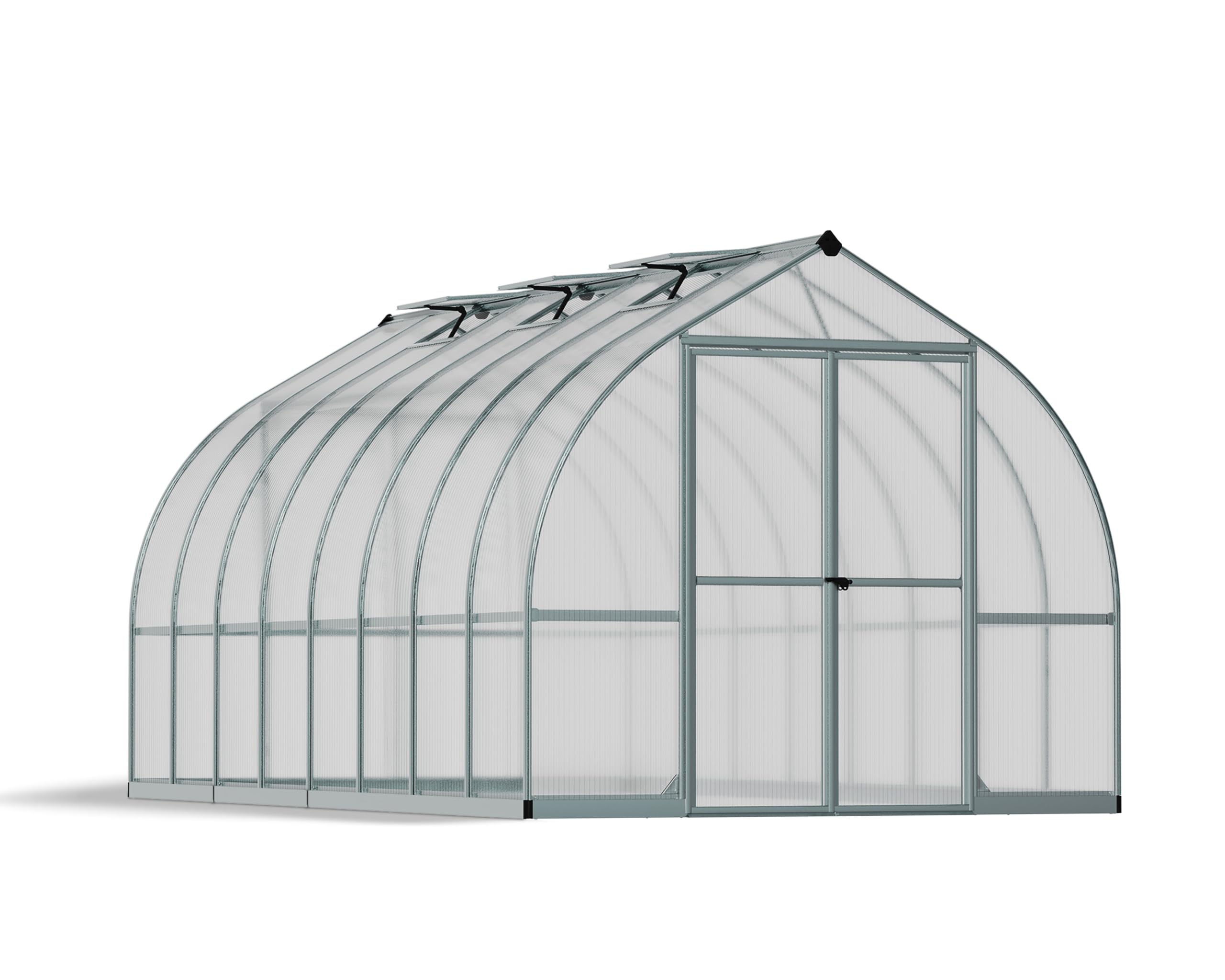 Canopia by Palram Gewächshaus Gross Bella 8x16 Treibhaus 244x484 cm Aluminium Silber Tomatenhaus Polycarbonatplatten UV-beständig
