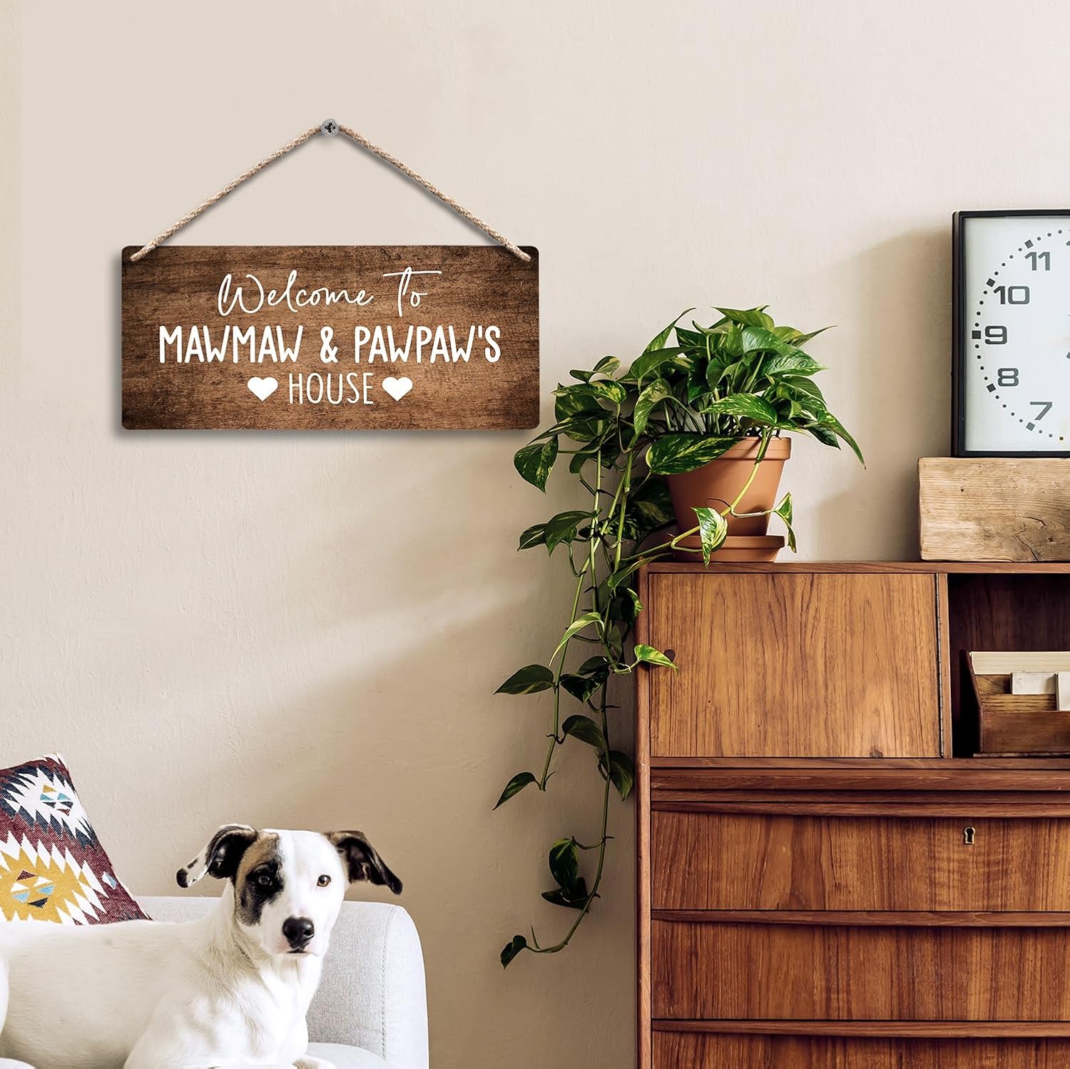 Welcome to Mawmaw and Pawpaw's House Hanging Wooden Signs 12x6, Mawmaw Pawpaw Gifts, Grandparents Gifts House Wall Decor, Grandkids Welcome Sign Home Decor Gifts for Grandparents - Image 2