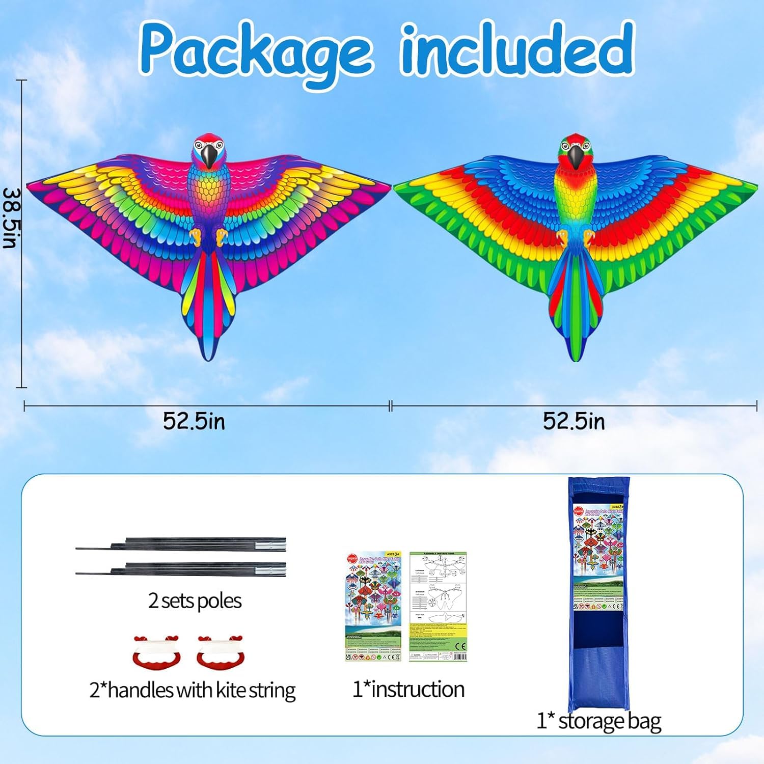Huge Kites, Kite for Kids and Adults Easy to Fly Kite for Beginners with 328ft String - Image 2