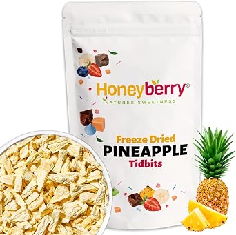 Freeze Dried Pineapple Tidbits 100g - Dehydrated from Frozen Pineapple Chips - Tropical Crispy Fruit Chunks Perfect as a Snack - No Sugar Added Sliced Pineapples Candy Substitute for Kids