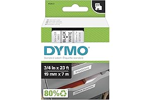 Authentic Standard D1 Labeling Tape for LabelManager Label Makers, Black Print on...