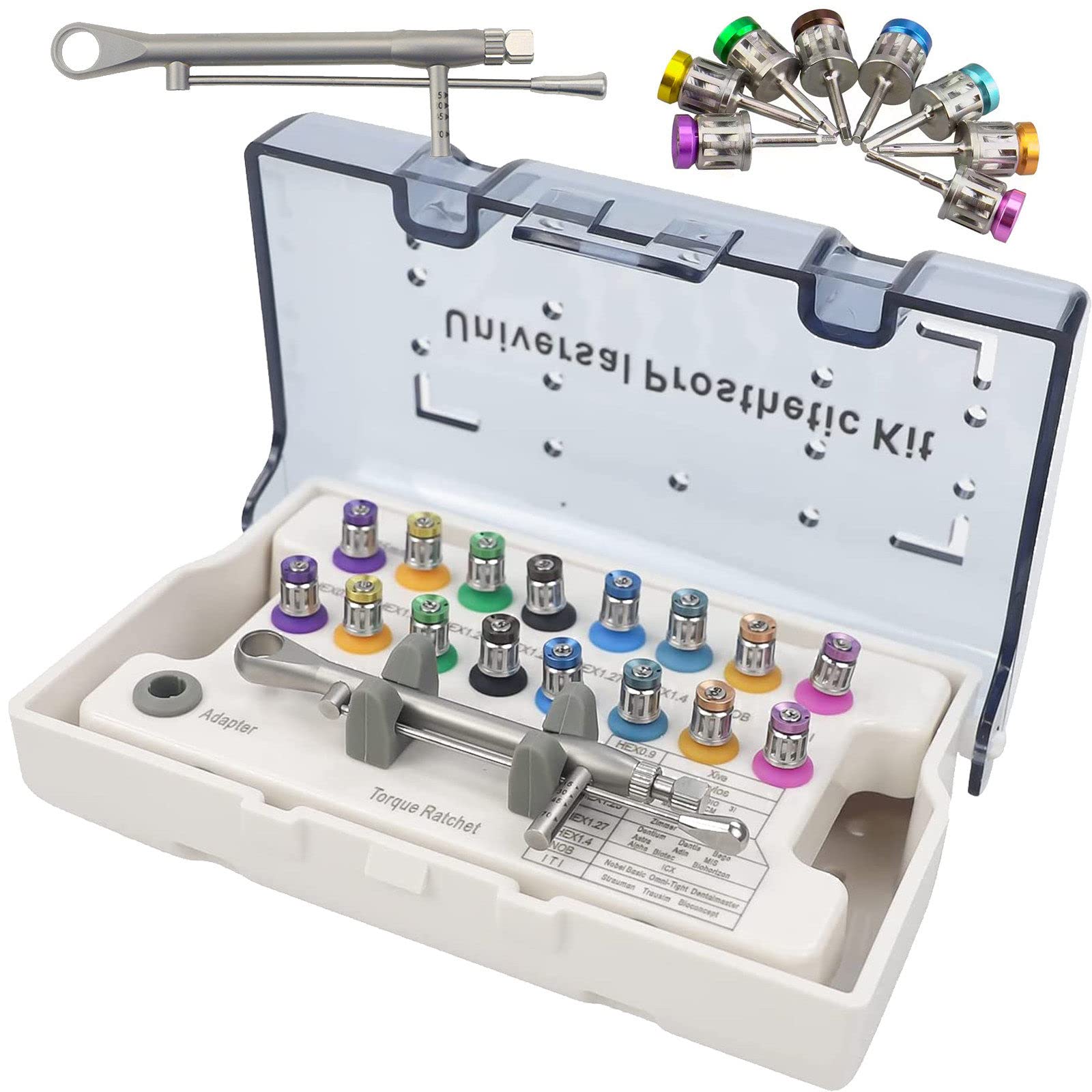 Implant Torque Wrench Kit, Dental Restoration Tools, Kit di Strumenti per Il Restauro Dell'impianto Dentale con 16 Pezzi Cacciavite Torque Chiave A Cacciavite Strumenti