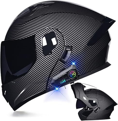 Casco de motocicleta Bluetooth modular aprobado por DOT con visera doble, cara completa, abatible, integrado, cascos de motocicleta con visera