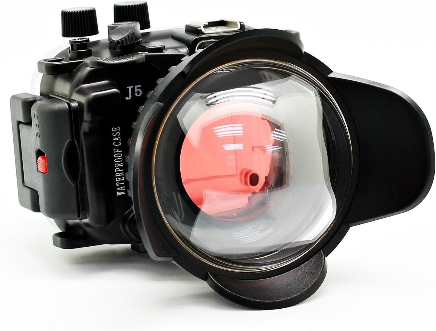 40m/130ft Waterproof Underwater Camera Housing Diving Kit for Nikon 1 J5 (10mm) | Underwater Housing + Wide Angle Wet Correctional Dome Port lens + Red Underwater Filter|