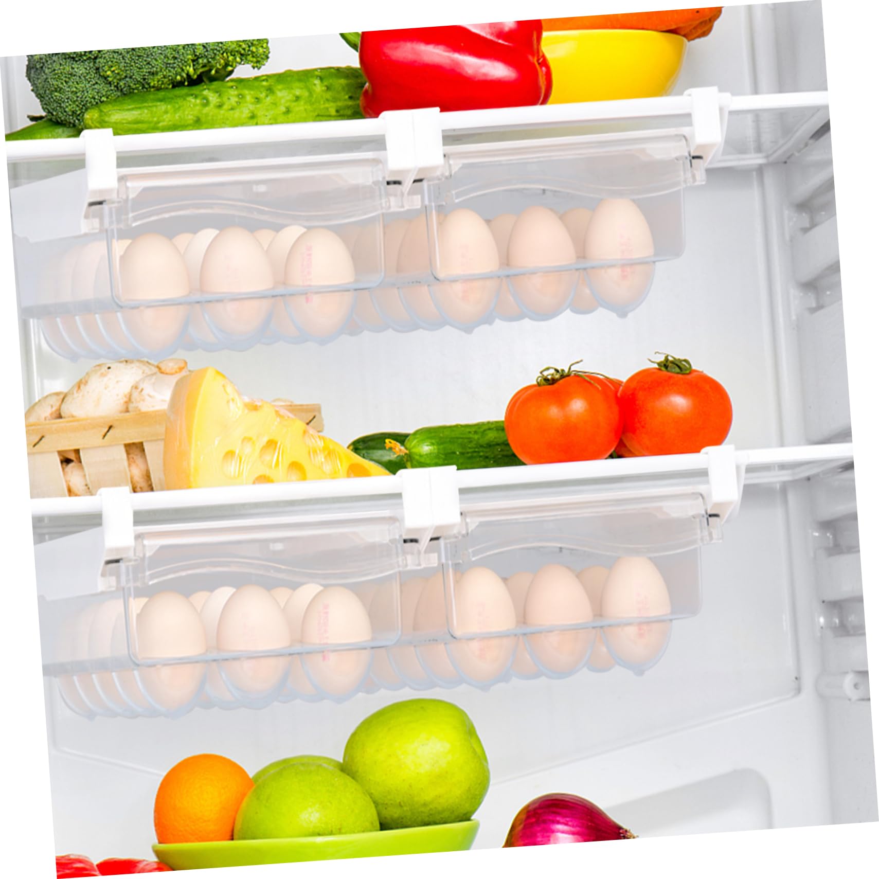 Bandeja organizadora de huevos para nevera, cajón portátil, contenedor de huevos con soporte para cocina, refrigerador, soporte para huevos con material ABS