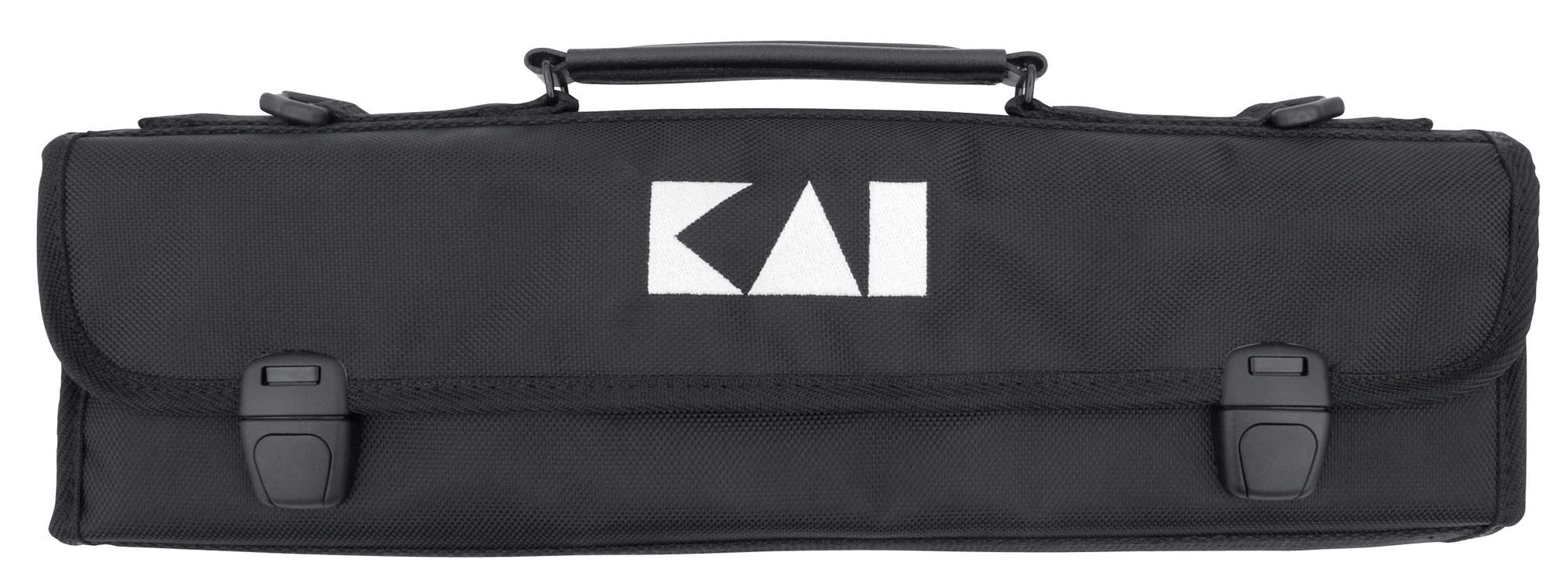 KAI Shun Bolsa premium pequeña para cuchillos para 4 cuchillos grandes y 3 cuchillos pequeños, dimensiones abierta 46 x 47 cm, cerrada 46 x 16 x 7 cm - Bolsa para cuchillos de cocina