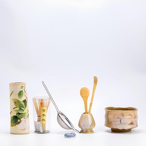 Miniatura 3 de Juego de batidor de matcha, kit de ceremonia de té matcha japonés, 8 piezas, más caja de regalo con batidor de bambú, cuenco, tamiz, cuchara y