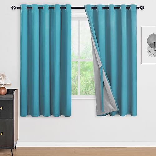 Miniatura 46 de DWCN Cortinas opacas 100% grises de 84 pulgadas de largo para dormitorio con forro negro, doble capa con aislamiento térmico, paneles de cortina