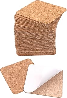 Self-Adhesive Cork 40 PCS Square Cork 4 x 4 Inches Cork Mats Cork Backing Sheets with Strong Adhesive-Backed for Coasters Wall Decor and DIY Crafts
