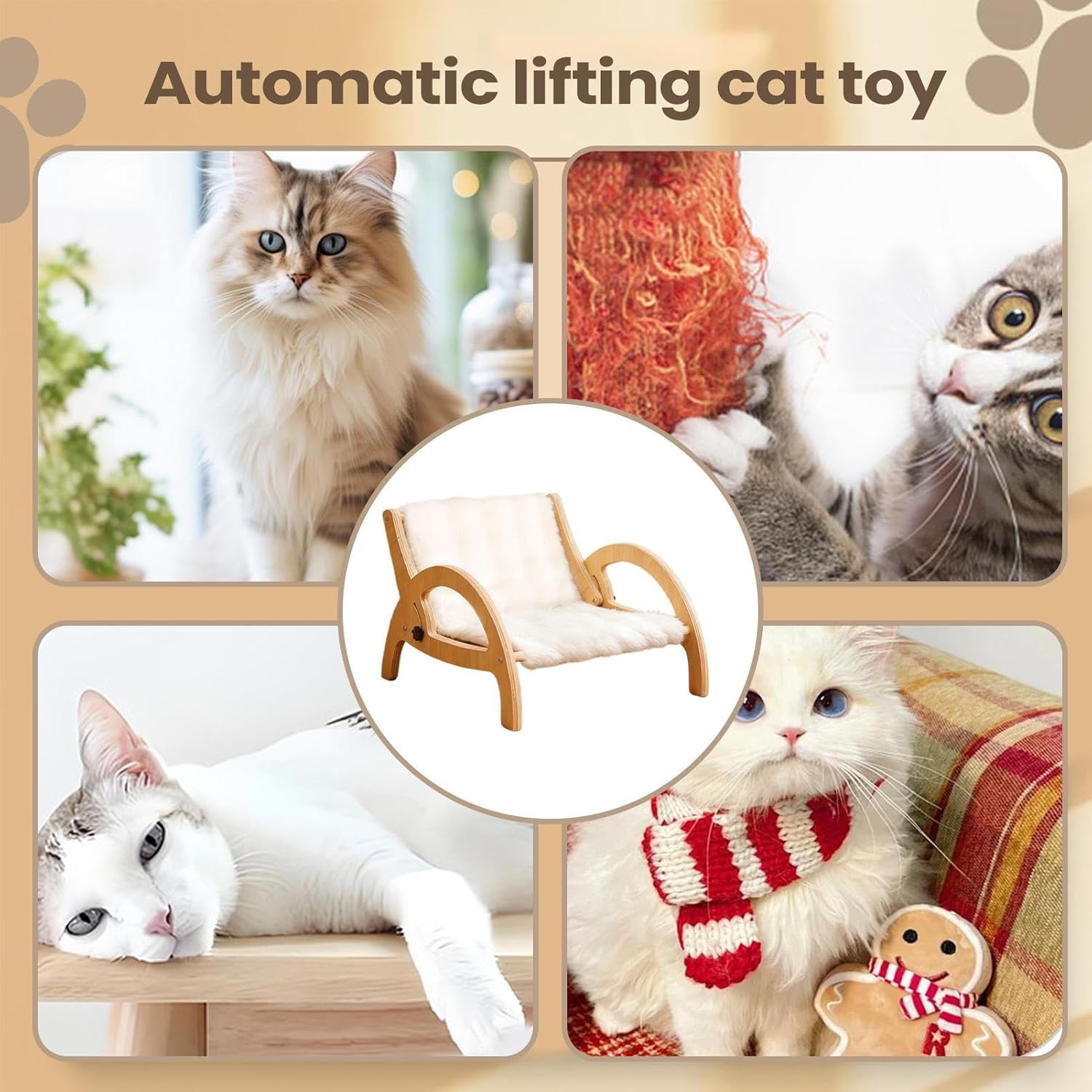 Cat Scratcher Lounge Chair, Adjustable Backrest Sofa Bed for Kitten, Pet Claw Grinding Sleeping Furniture, Indoor Home Carpet Door Wall Protection