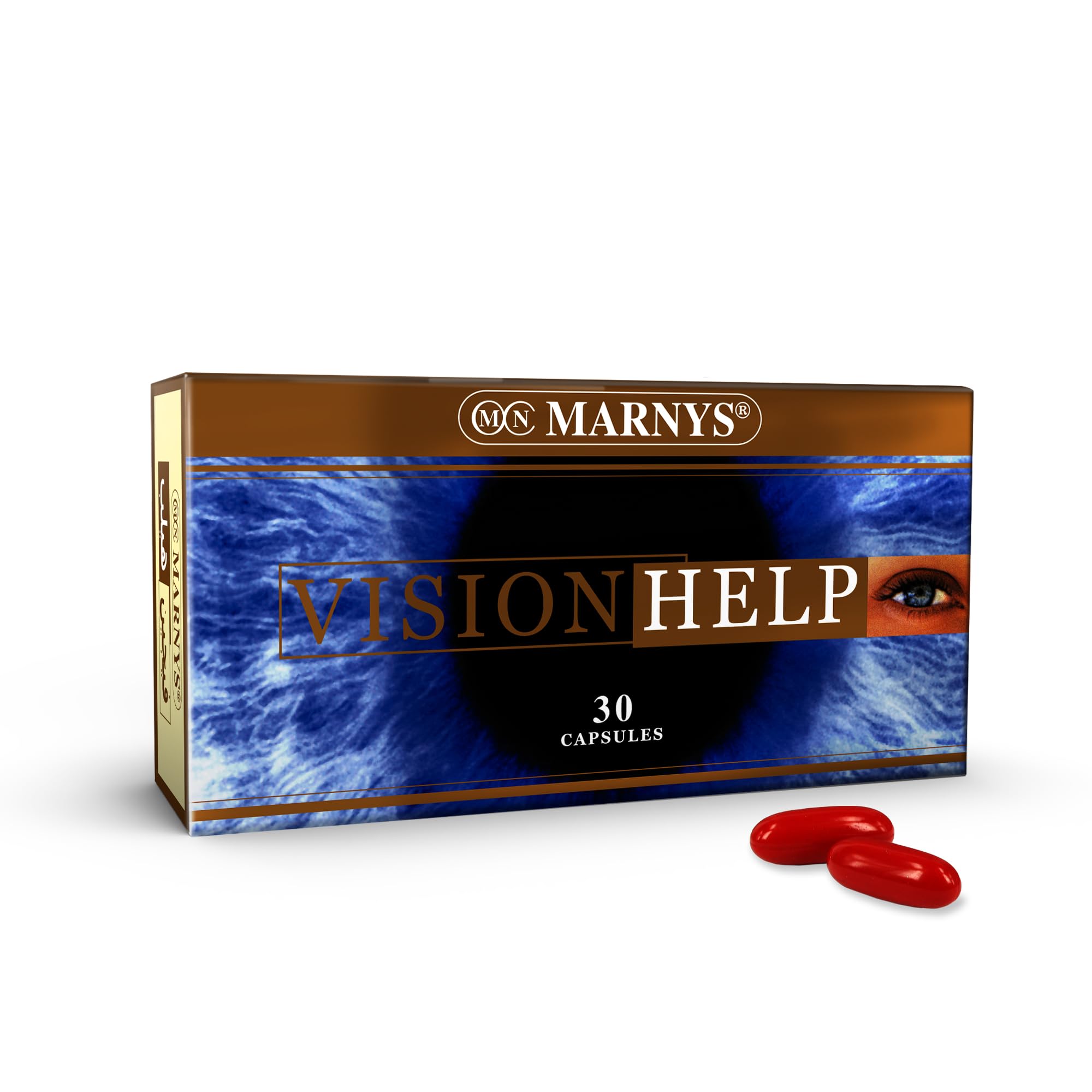 MARNYS Vision Help 30 Capsules, Eye Support Food Supplement with Lutein, Zeaxanthin, Bilberry, Zinc & Vitamins for Adults, Screen-Time & Blue-Light Lifestyle Formula