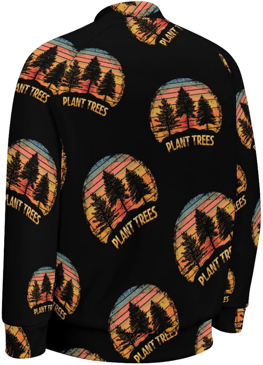Vintage Sunset Plant Trees Novelty Men's Baseball Jackets Causal Sweatshirt Button Top Long Sleeve Coat