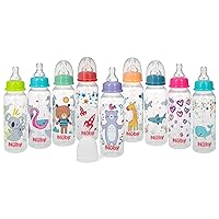 Vista 1 de Nuby Botella tintada de cuello estándar, 8 onzas, 1 paquete de 1 botella, los colores/patrones pueden variar