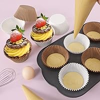 Vista 4 de Caperci - Moldes jumbo para cupcakes blancos, tazas de papel para magdalenas 300 unidades, sin olor, grado alimenticio, papel mejorado a prueba