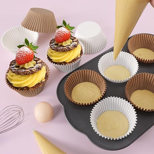 Miniatura 4 de Caperci Jumbo Cupcake Liners - Tazas para hornear magdalenas blancas, 300 unidades, sin olor, grado alimenticio, papel mejorado a prueba de grasa