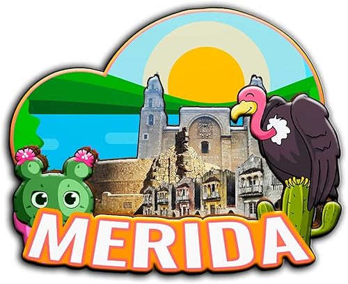 Imán de Mérida México para nevera de madera 3D, monumentos de viaje, coleccionables, recuerdos, decoración hecha a mano -2052