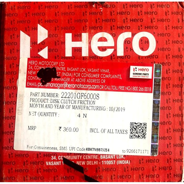 hero splendor clutch plate rate