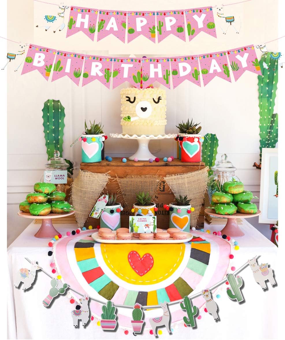 Llama Cactus Banner Garland Decoration For Happy Birthday Baby Shower Cino De Mayo Mexican Fiesta Centerpieces Party Graduation Supplies Hawaii Kids Llama Cactus Themed Party Home Decor Photo Prop Decorations Amazon