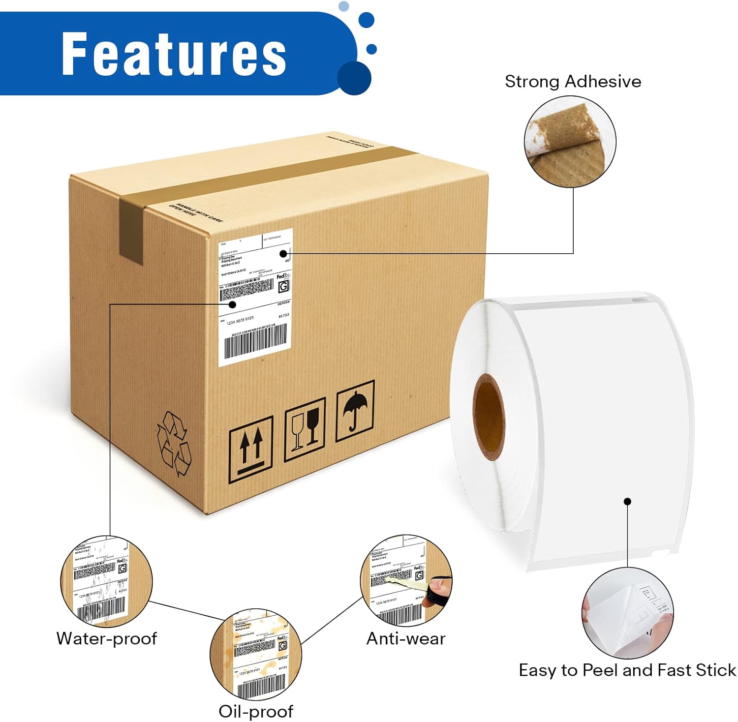 Cruxer 3 Roll Compatible for DYMO 30256 A30256 2-5/16" x 4"(59mm x 104mm) Shipping Labels Perforated 300 Labels per roll, Replacement for DYMO Label Writer 450, 450 Twin Turbo, 4XL, 450 Turbo