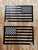 Vista 2 de TACTILIAN Calcomanías magnéticas de bandera estadounidense negra, imanes de bandera de Estados Unidos con estrella blanca para camiones