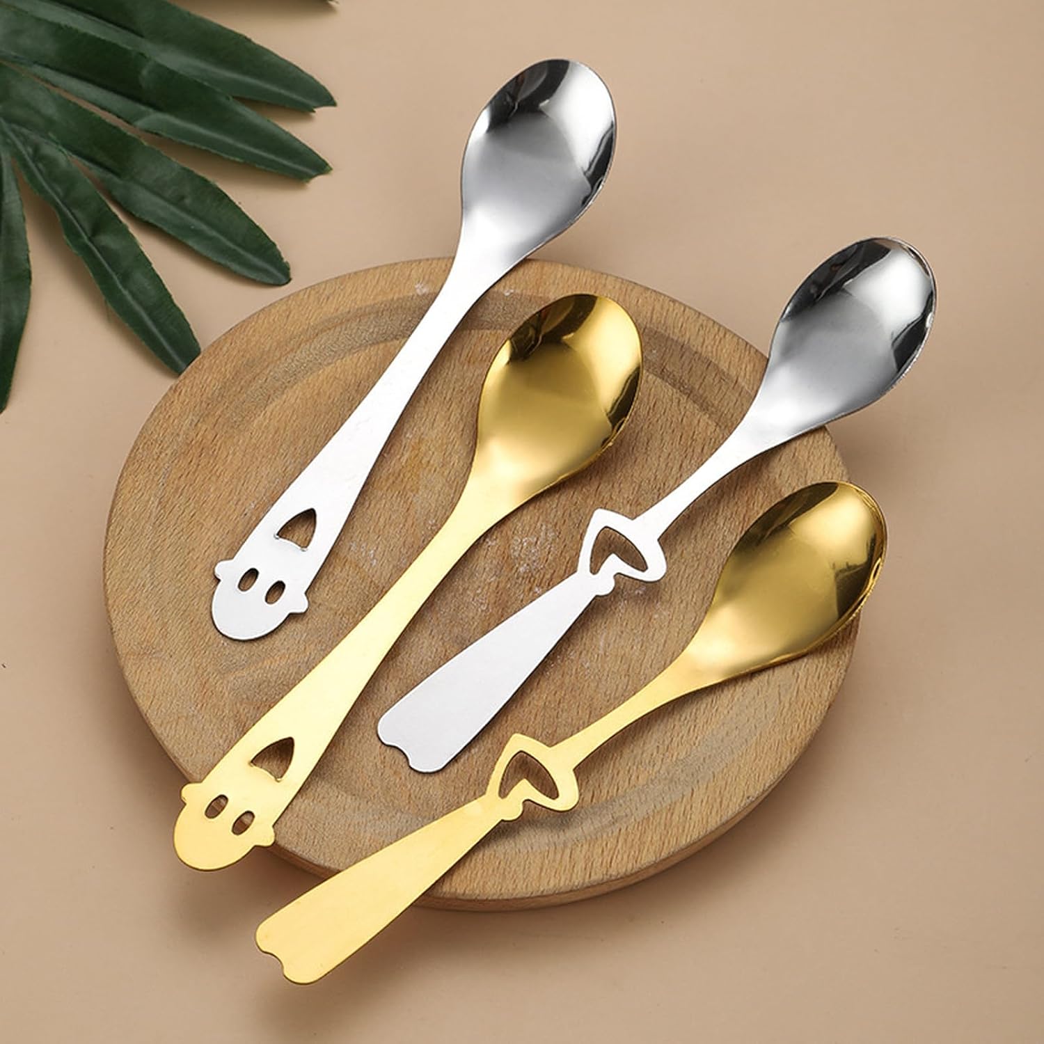 Stainless Steel Hollow Heart-Shaped Smiling face Spoon, Creative and Cute Coffee Spoon, ice Cream Spoon, Wedding Gift Spoon, 银色 心型柄勺