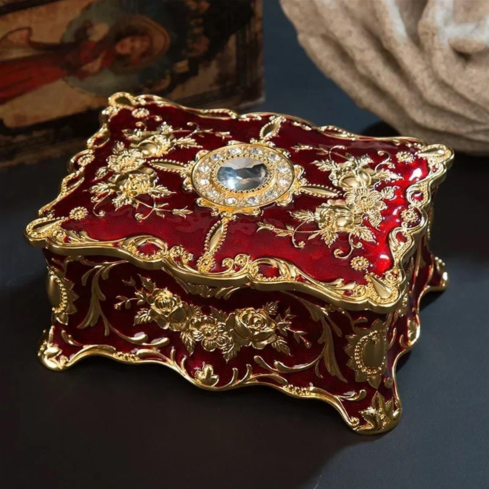 Skrzynia skarbów z zamkiem, Wielokolorowe pudełko na skrzynię skarbów, wiele rozmiarów(Red,9x6x4cm)