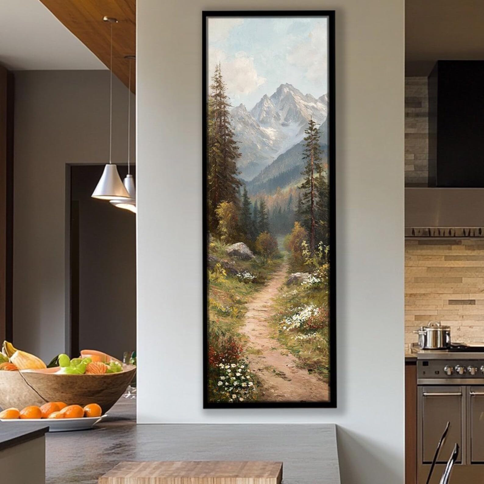 Láminas verticales largas del Árbol de la Vida, lienzos altos y estrechos para pared, ideales para comedor, dormitorio o como cuadro decorativo (60x180cm/marco interior).