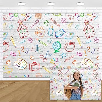 Fabric Back to School Backdrop 10x8ft, Welcome First Day Banner