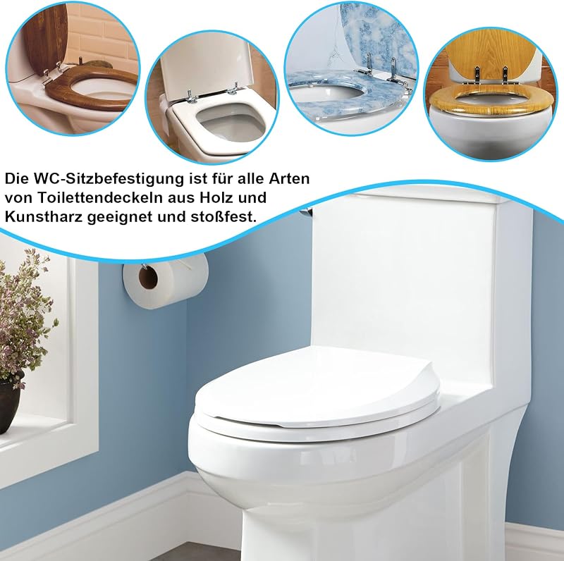 YAOSHENGUP Univerzális WC-ülőke Zsanér Készlet - Rozsdamentes Acél Rögzítő Csavarok, Ovális, 2 db-os Szett Toalett Ülőke Cseréhez